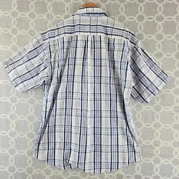 Jeep Blue Plaid Short Sleeve Button Down Men's Shirt L - Picture 2 of 10